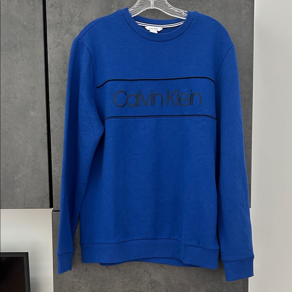 Calvin Klein Royal Blue Crewneck Sweater Men’s Sz M Casual Cozy Unisex Cotton - Picture 2 of 10